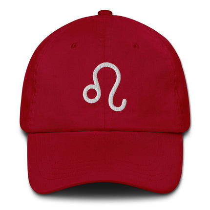 Embroidered Leo Zodiac Dad Hat baseball cap in cotton material, featuring astrological sign design.