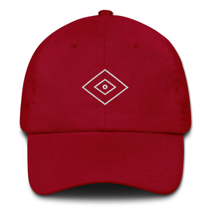 Cotton dad hat embroidered with the Shaman's Eye native symbol design.