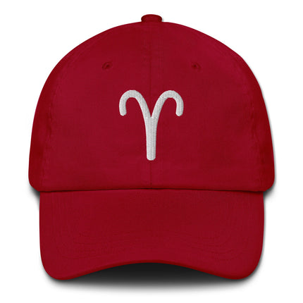 Embroidered Aries zodiac symbol dad hat baseball cap for astrology signs.