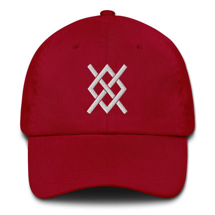 Gungnir Viking baseball cap featuring Odin's spear symbol and detailed embroidered runic designs.