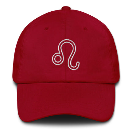 Embroidered Leo zodiac outline baseball cap for astrology enthusiasts.