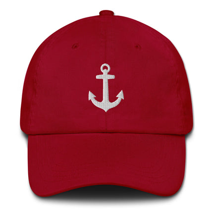 Embroidered anchor dad hat with nautical marine symbol graphic baseball cap.