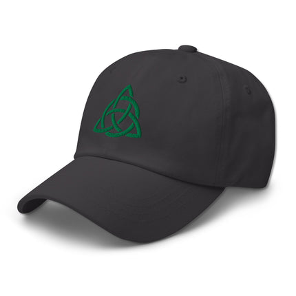Triquetra Baseball Cap | Green Trinity Knot Celtic Symbol Embroidered Hat