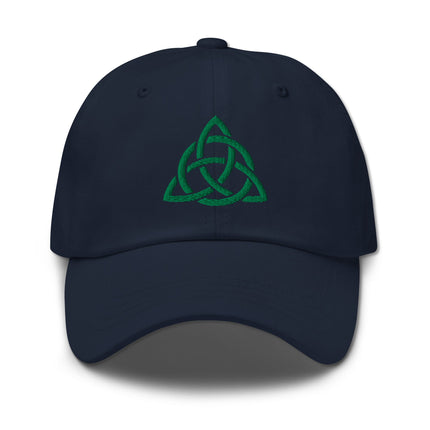 Triquetra Baseball Cap | Green Trinity Knot Celtic Symbol Embroidered Hat