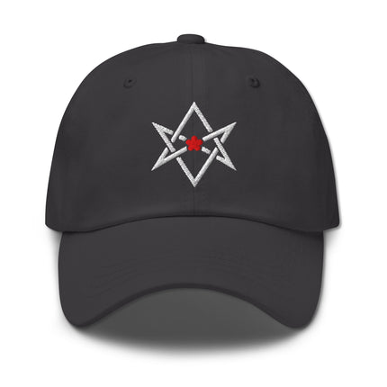 Embroidered Thelema hexagram red star dad hat baseball cap.
