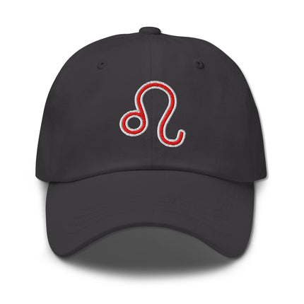 Embroidered Leo zodiac symbol dad hat for astrology sign baseball cap.