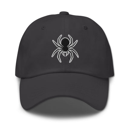 Embroidered spider baseball cap featuring a gothic arachnid graphic design dad hat.
