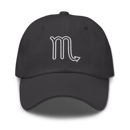 Embroidered Scorpio zodiac symbol baseball cap for astrology lovers.