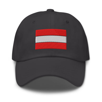 Embroidered Austria flag baseball cap featuring red, white, and red country colors.