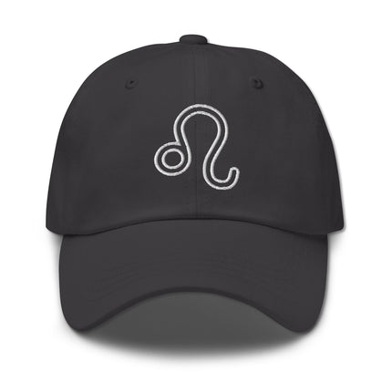 Embroidered Leo zodiac sign baseball cap featuring the astrological lion outline.