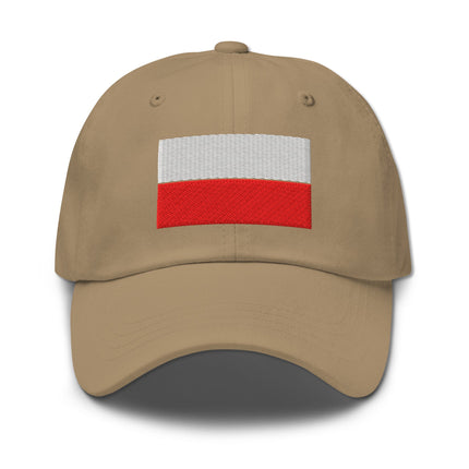 Unstructured dad hat with embroidered Polish flag design, perfect accessory for showing national pride.