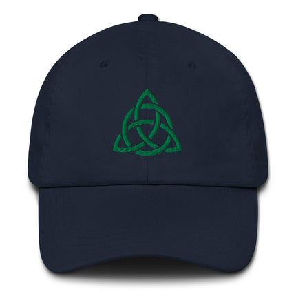 Triquetra Baseball Cap | Green Trinity Knot Celtic Symbol Embroidered Hat