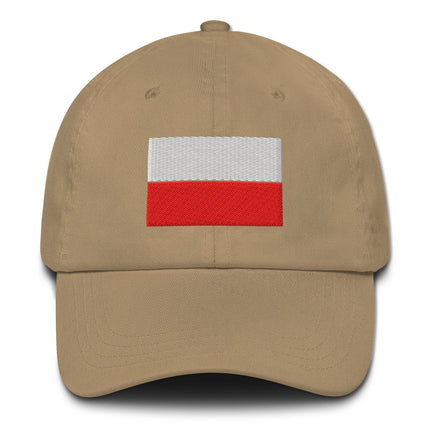Embroidered Polish flag dad hat baseball cap for patriotic style and national pride.