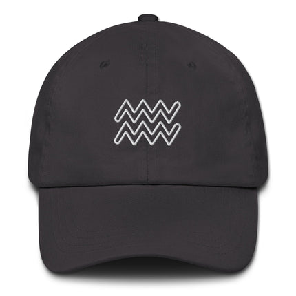 Embroidered Aquarius zodiac sign baseball cap, astrology themed headwear for men and women.