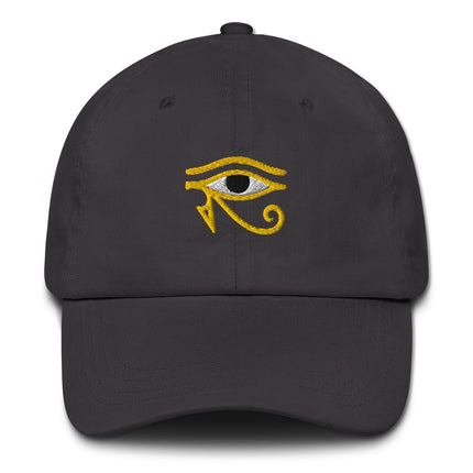 Eye of Horus embroidered dad hat featuring Egyptian mythology design on a baseball cap.