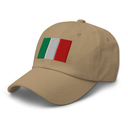 Green, white, and red embroidered Italian flag baseball cap featuring national colors.