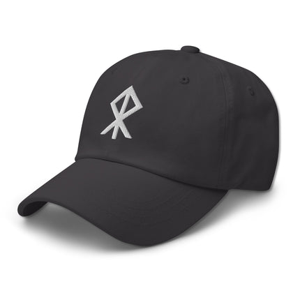 Viking embroidered beanie featuring Norse runes and the Elder Futhark symbol design.