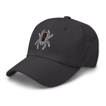 Black Widow Spider Hat | Gothic Embroidered Unstructured Baseball Cap