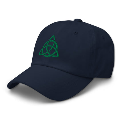Triquetra Baseball Cap | Green Trinity Knot Celtic Symbol Embroidered Hat