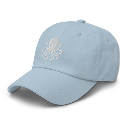 Nautical dad hat featuring an embroidered octopus design on a structured baseball cap.