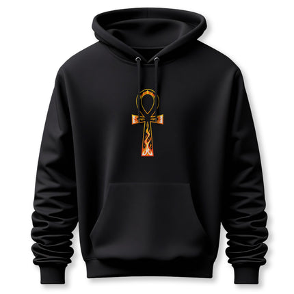 Flaming Ankh Hoodie | Ancient Egyptian Mythology Symbol Unisex Pullover V4