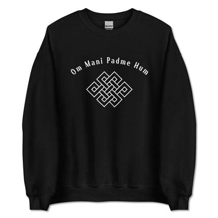 Om Mani Padme Hum Endless Knot Buddhist mantra spiritual pullover sweatshirt.