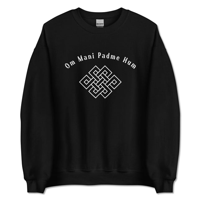 Om Mani Padme Hum Endless Knot Buddhist mantra spiritual pullover sweatshirt.