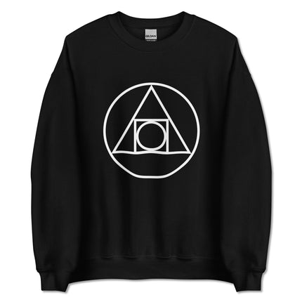 Philosopher's Stone alchemy symbol and sacred geometry design printed on a unisex pullover sweatshirt.