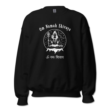 Lord Shiva Om Namah Shivaya spiritual meditation graphic on a Hindu sweatshirt.