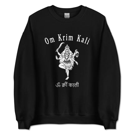 Goddess Kali Om Krim Mantra print on spiritual Hindu sweatshirt pullover.
