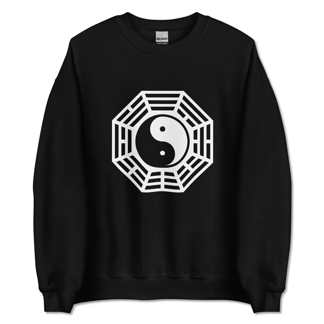 Unisex pullover featuring Bagua and Yin Yang symbols graphic design for martial arts apparel.