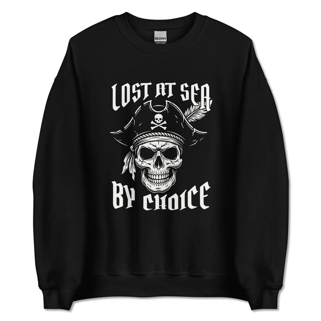 Lost At Sea By Choice Pirate Skull Sweatshirt | Nautical Pullover Sweatshirt