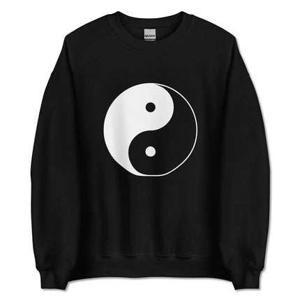 Yin Yang symbol graphic on a unisex pullover sweatshirt, representing harmony and balance.