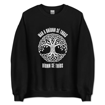 Tree of Life and Celtic knot design printed on a spiritual pullover sweatshirt.