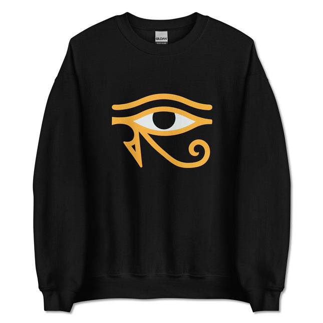 Eye of Horus graphic sweatshirt featuring ancient Egyptian symbolism and design print.