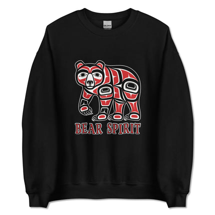 Haida Bear formline art design printed on an indigenous style pullover sweatshirt.