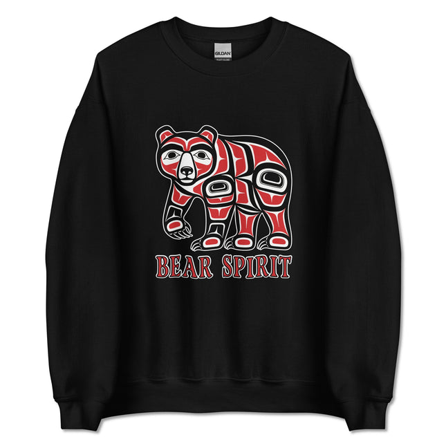 Haida Bear formline art design printed on an indigenous style pullover sweatshirt.