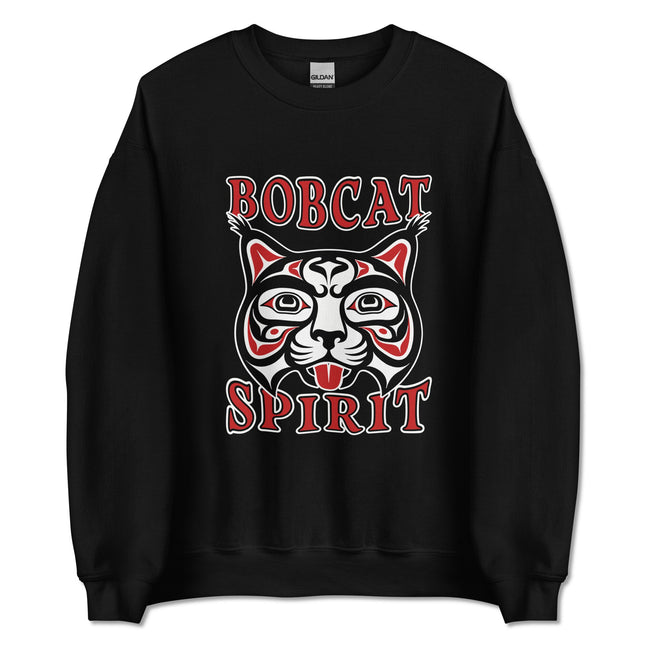 Bobcat spirit Native American art pullover featuring indigenous animal tribal designs.