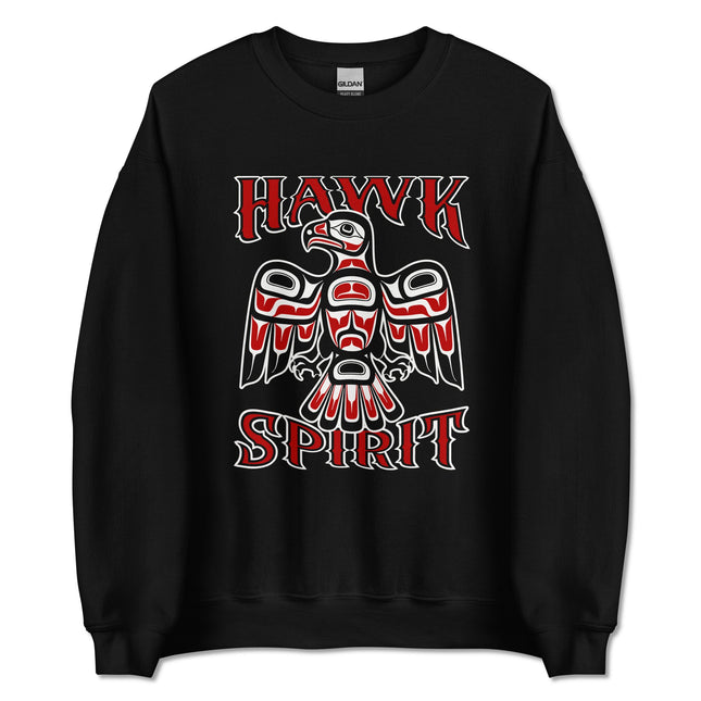 Hawk Spirit Native American eagle artwork printed on an indigenous pullover sweatshirt.