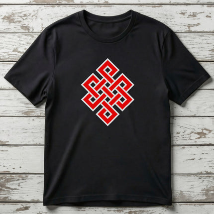 Endless Knot T-Shirt | Buddhist Symbol Red Graphic Unisex Tee | V2