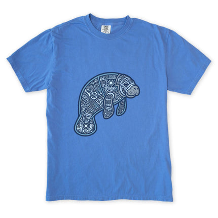 Mayan Manatee Geometric T-Shirt | Tribal Ocean Animal Unisex Unisex Tee