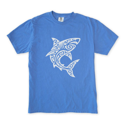 Tribal Shark T-Shirt | Polynesian Tattoo Style Graphic Tee | Comfort Colors