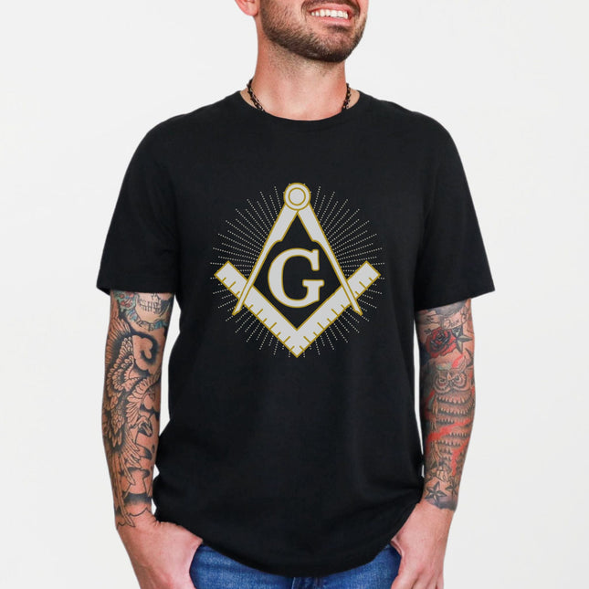 Masonic Square and Compass T-Shirt - Freemasonry Symbol Graphic Tee