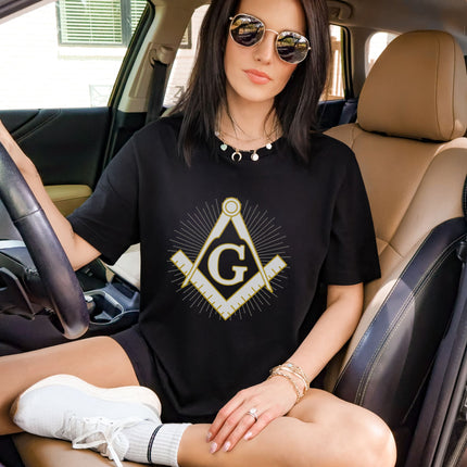 Masonic Square and Compass T-Shirt - Freemasonry Symbol Graphic Tee