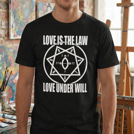 Love Is The Law Unicursal Hexagram T-Shirt | Thelema Crowley Magick | Babylon
