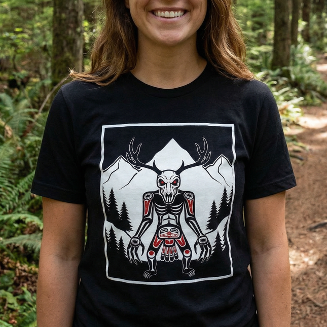 Wendigo Antler Skull T-Shirt | Native American Folklore Cryptid Graphic | Wendigo