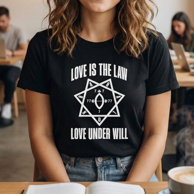 Star of Babalon Unicursal Hexagram T-Shirt | Thelema Love Is The Law Tee | 2