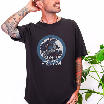 Freya Norse Goddess Cats Chariot T-Shirt | Viking Mythology Graphic Tee