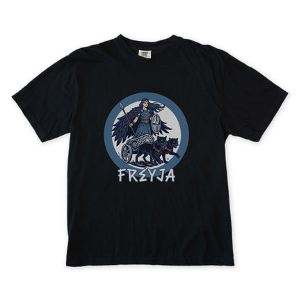 Freya Norse Goddess Cats Chariot T-Shirt | Viking Mythology Graphic Tee