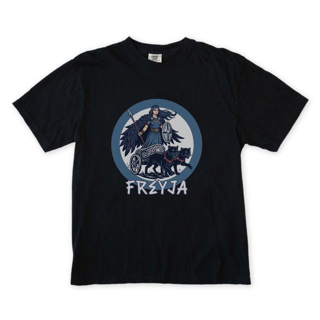 Freya Norse Goddess Cats Chariot T-Shirt | Viking Mythology Graphic Tee